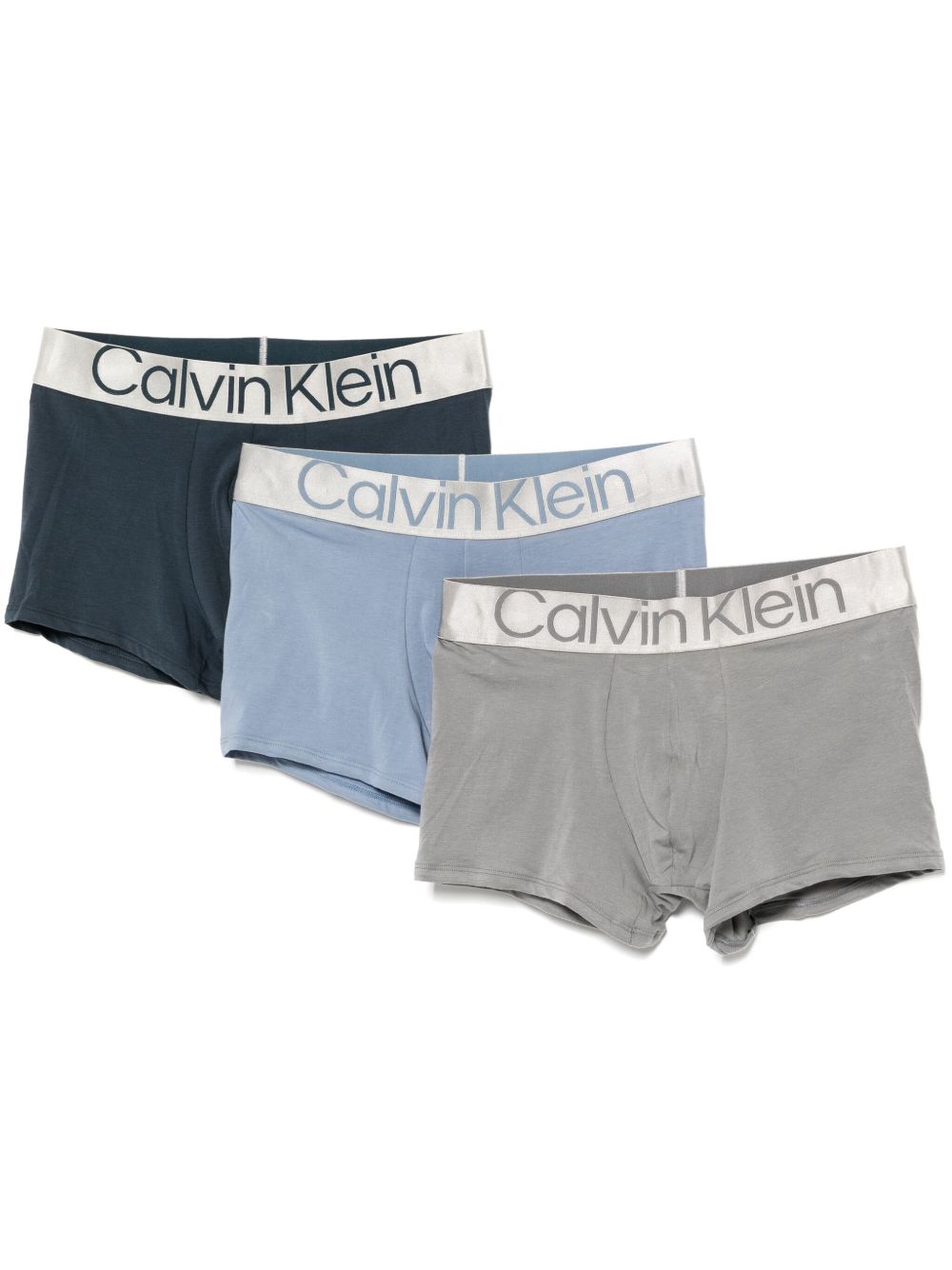 Calvin Klein logo四角裤（三件装） - 蓝色