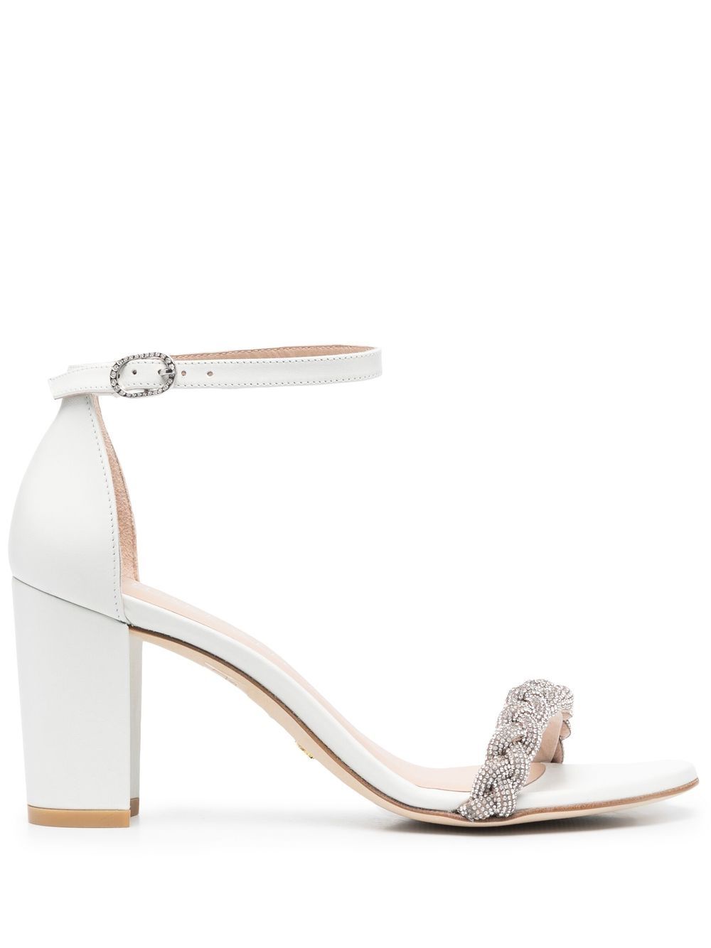 Stuart Weitzman Nudistcurve 高跟皮质凉鞋 - 白色