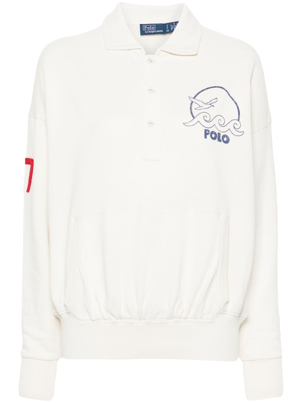 Polo Ralph Lauren logo刺绣polo领卫衣 - 橘色