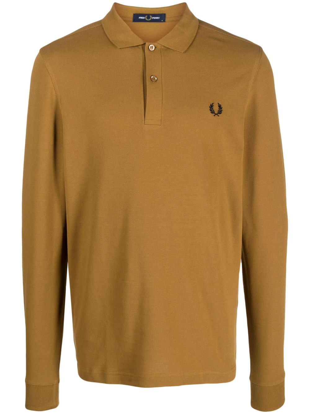 Fred Perry logo刺绣长袖polo衫 - 黄色