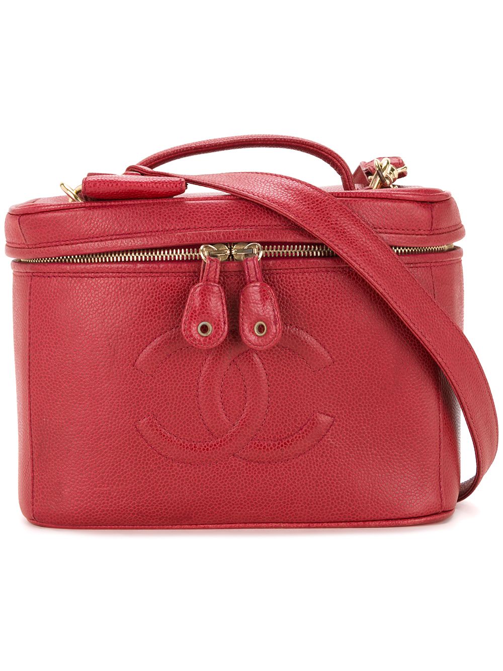 CHANEL Pre-Owned 古着CC logo两用化妆手提包 - 红色