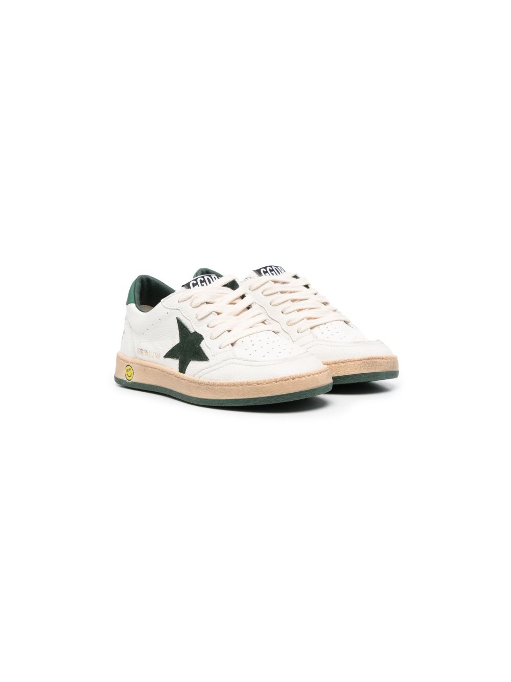 Golden Goose Kids Ball Star 标贴皮质板鞋 - 白色