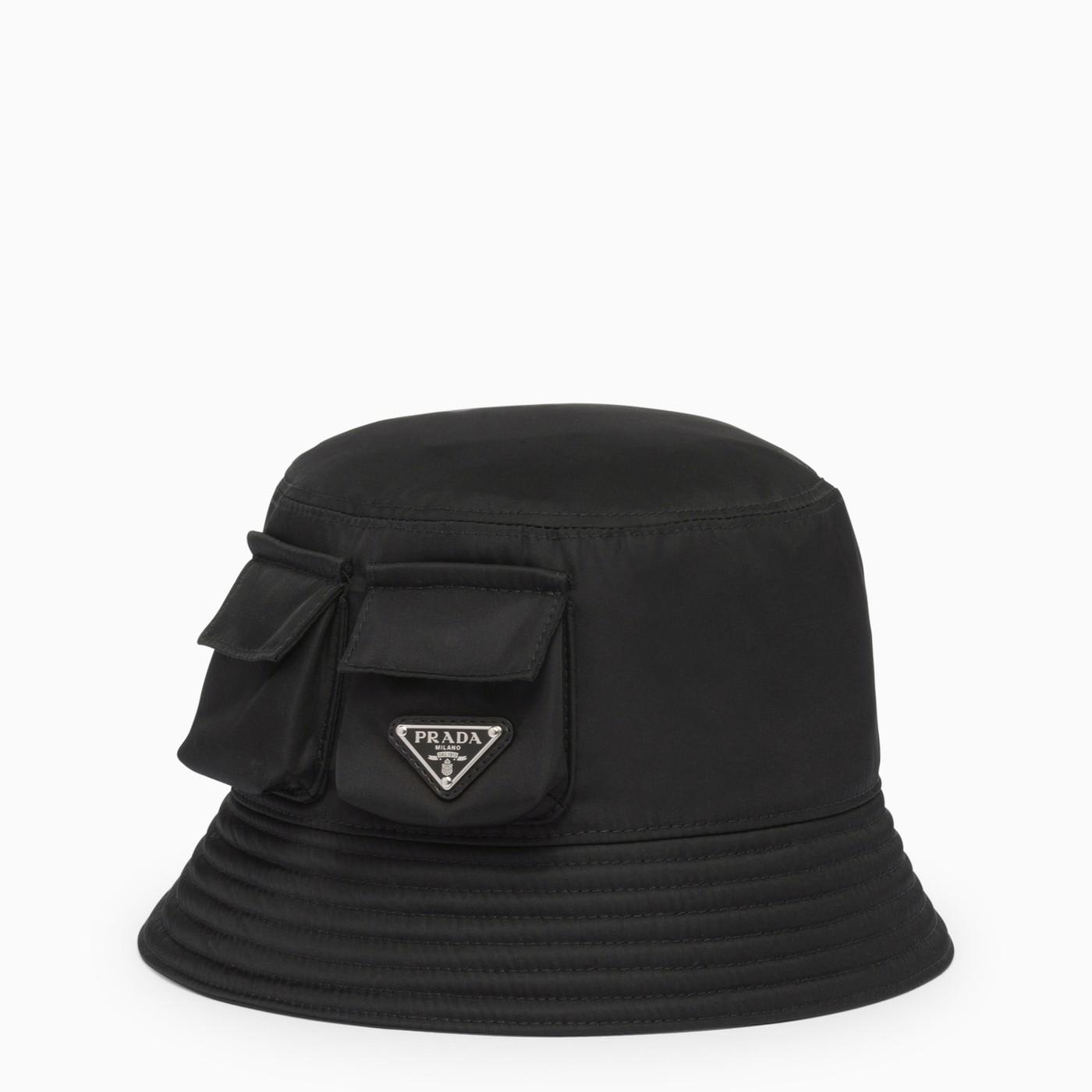 Prada Black Re-nylon Bucket Hat With Pockets