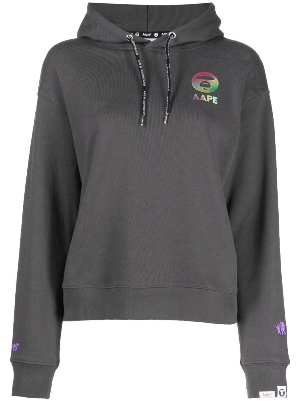 AAPE BY *A BATHING APE® logo压纹棉连帽衫 - 灰色