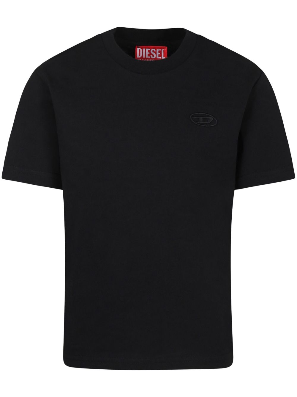 Diesel Kids Oval D 刺绣T恤 - 黑色