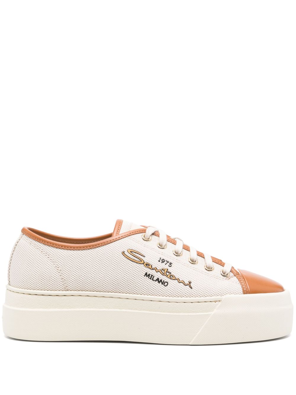 Santoni 帆布厚底板鞋 - 中性色