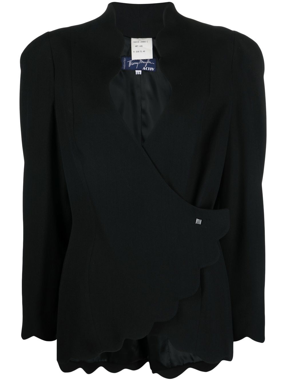 Thierry Mugler Pre-Owned 扇贝形边V领夹克 - 黑色