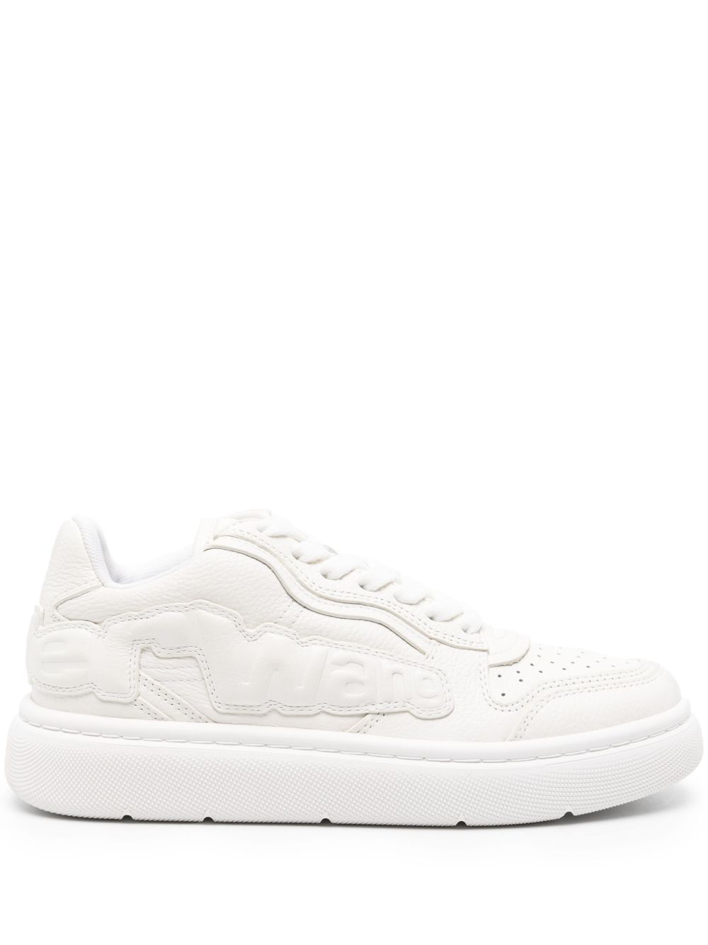 Alexander Wang logo压纹皮质运动鞋 - 白色
