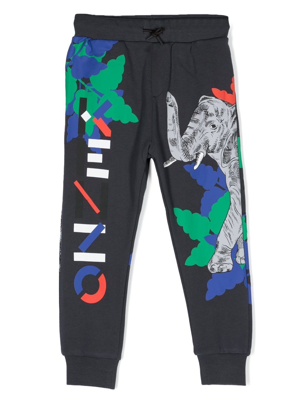 Kenzo Kids Elephant logo印花运动裤 - 灰色