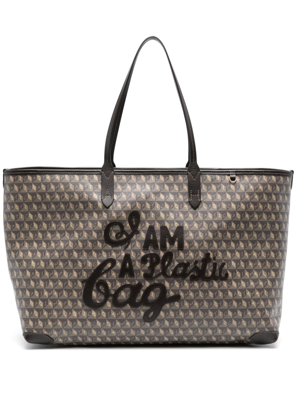 Anya Hindmarch I Am A Plastic Bag 图案托特包 - 褐色
