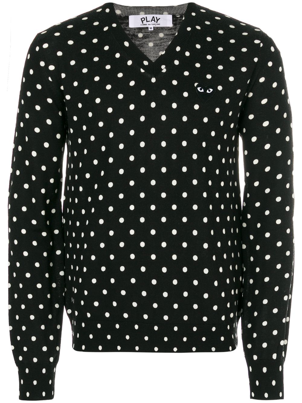 Comme Des Garçons Play 波点v领套头衫 - 黑色