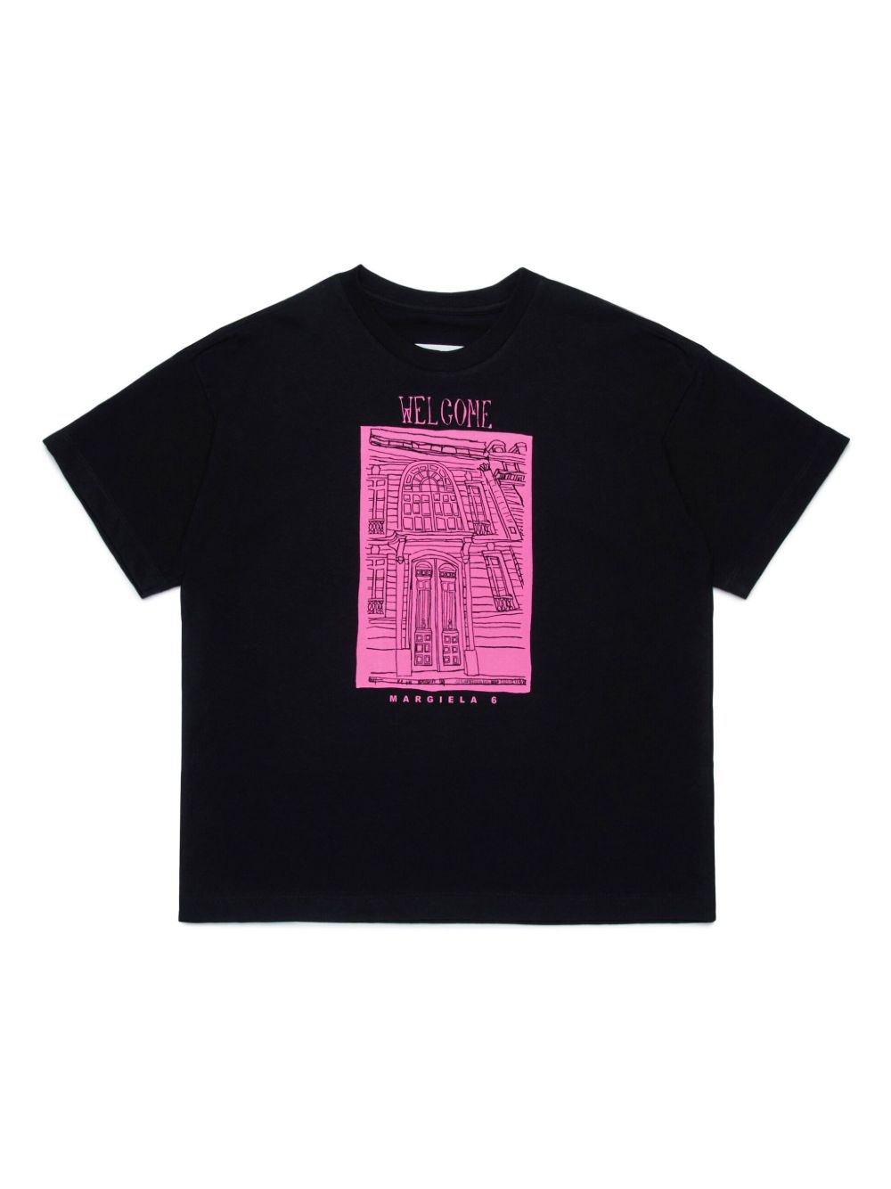 MM6 Maison Margiela Kids Sketch 图案印花棉T恤 - 黑色