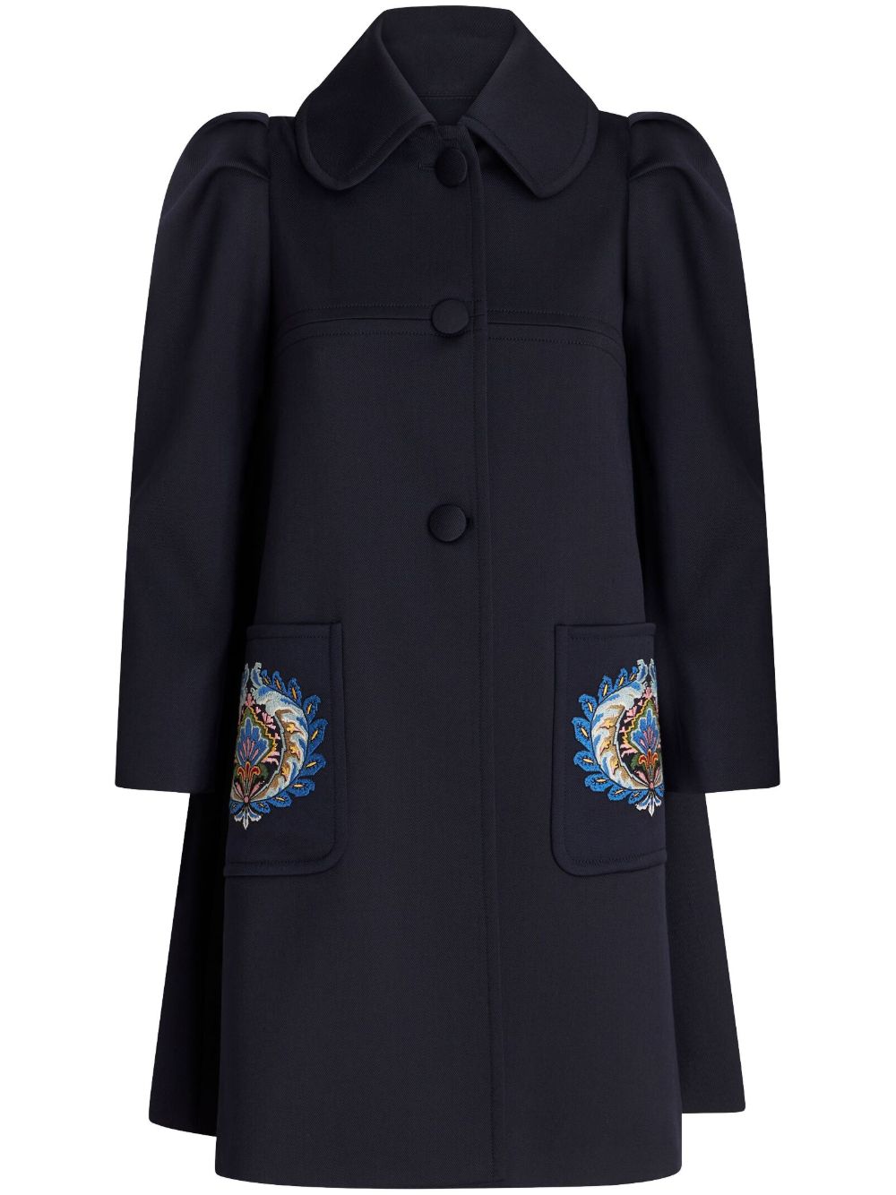 ETRO 刺绣细节泡泡袖外套 - 蓝色