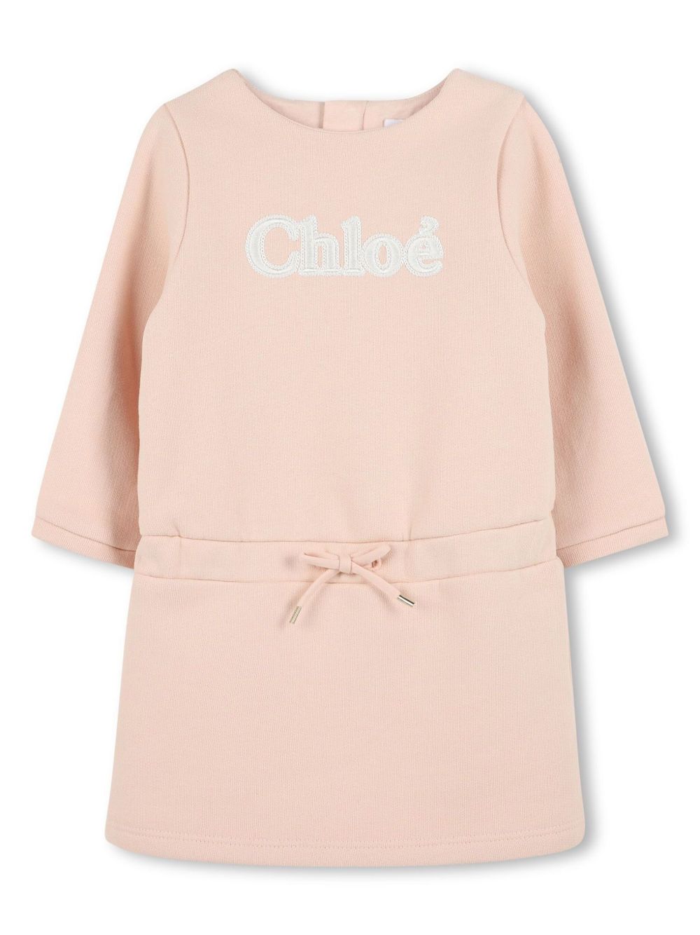 Chloé Kids logo贴花连衣裙 - 粉色