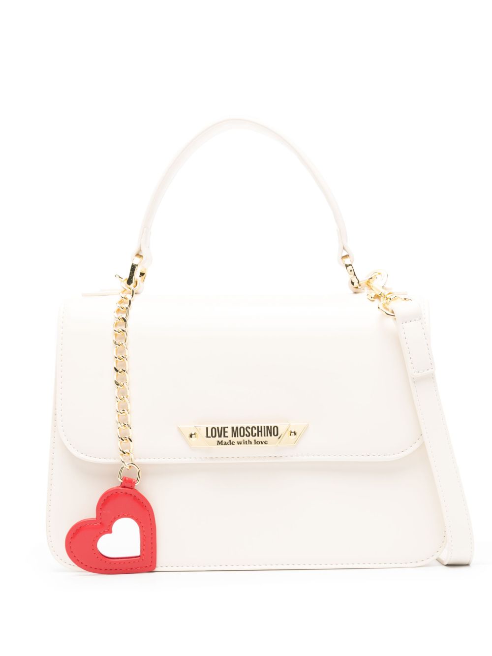 Love Moschino logo标牌手提包 - 白色