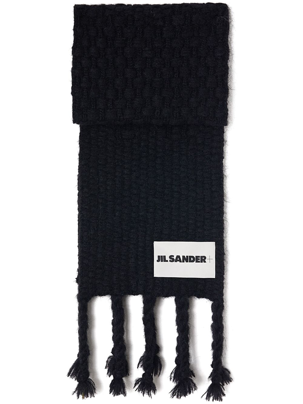 Jil Sander 流苏拉绒围巾 - 黑色