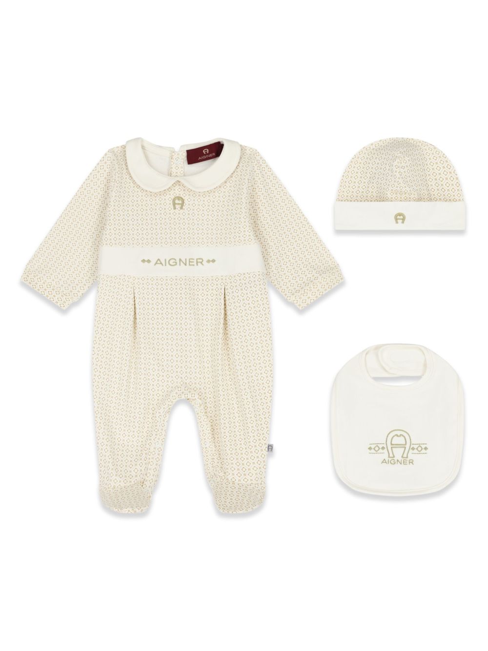 Aigner Kids logo刺绣连体衣套装 - 中性色
