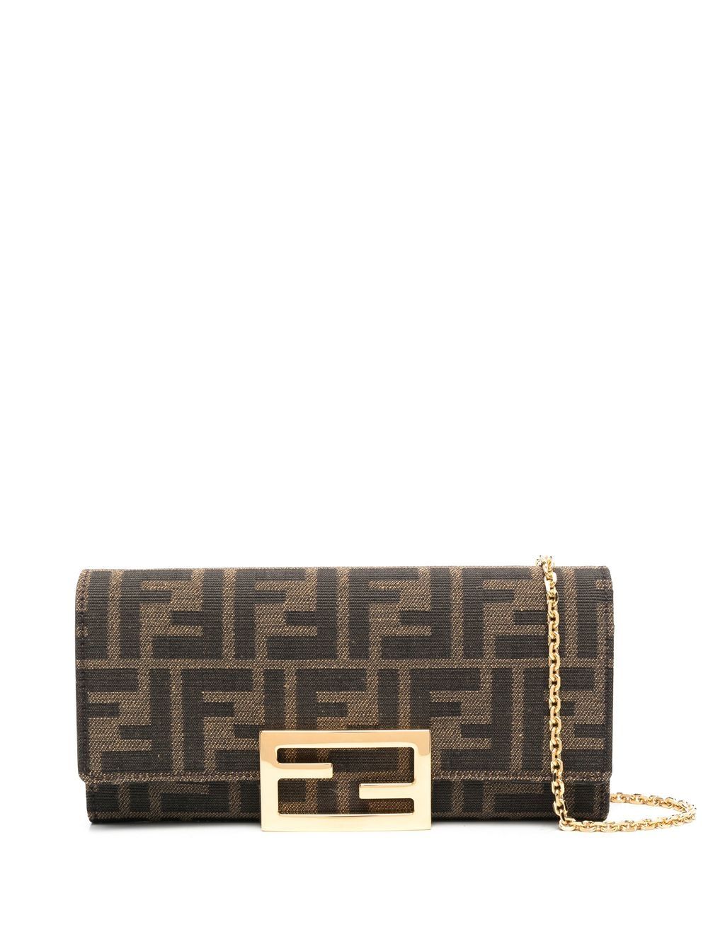 FENDI FF 印花钱包 - 褐色