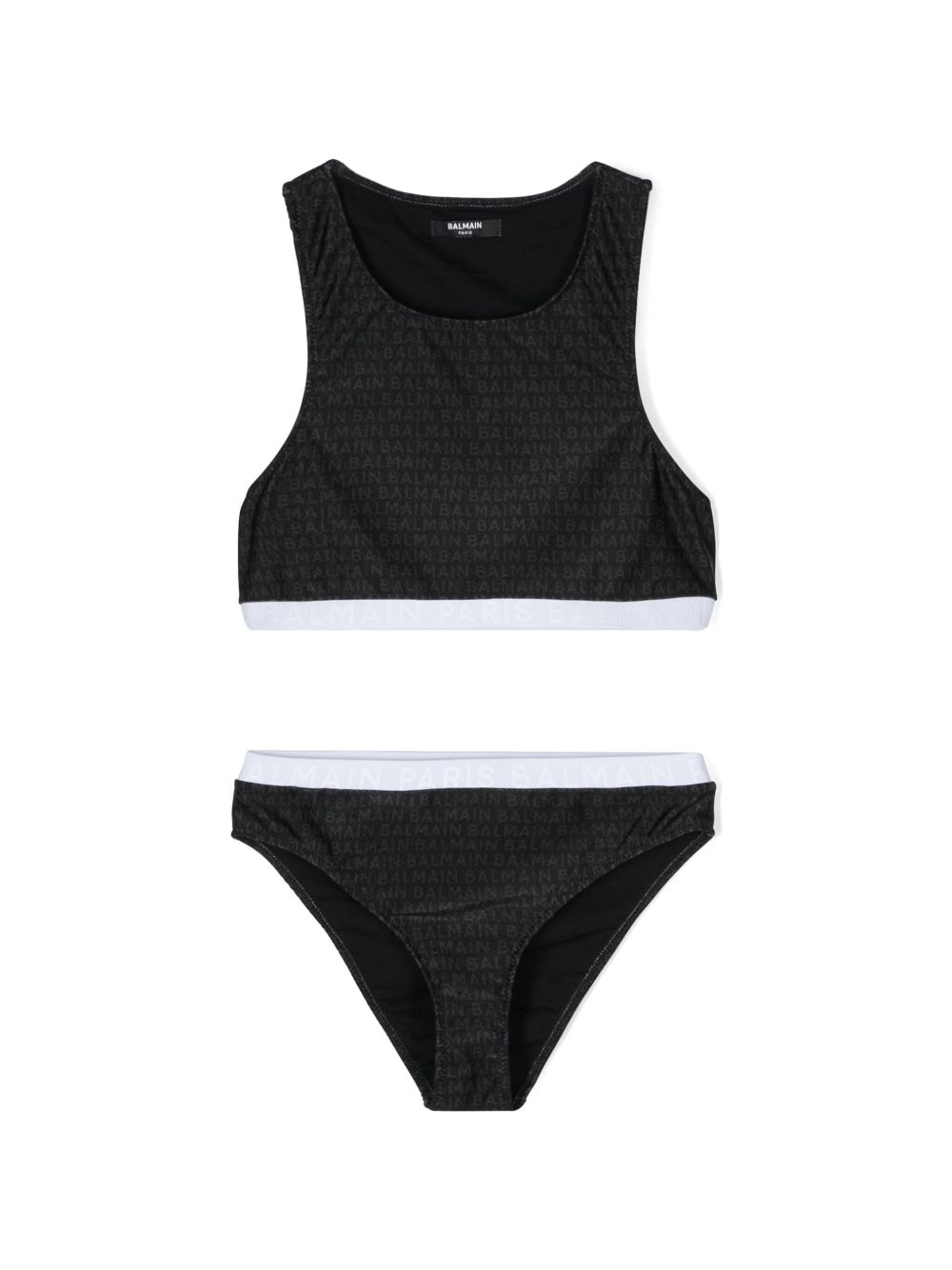 Balmain Kids logo印花比基尼套装 - 黑色