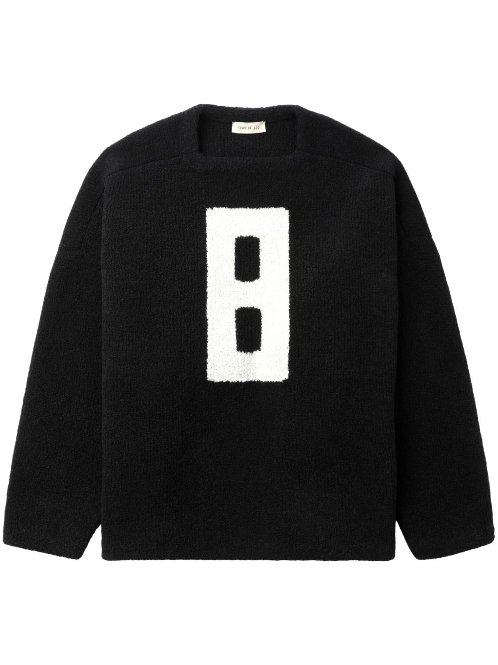 Fear Of God logo图案方领毛衣 - 黑色