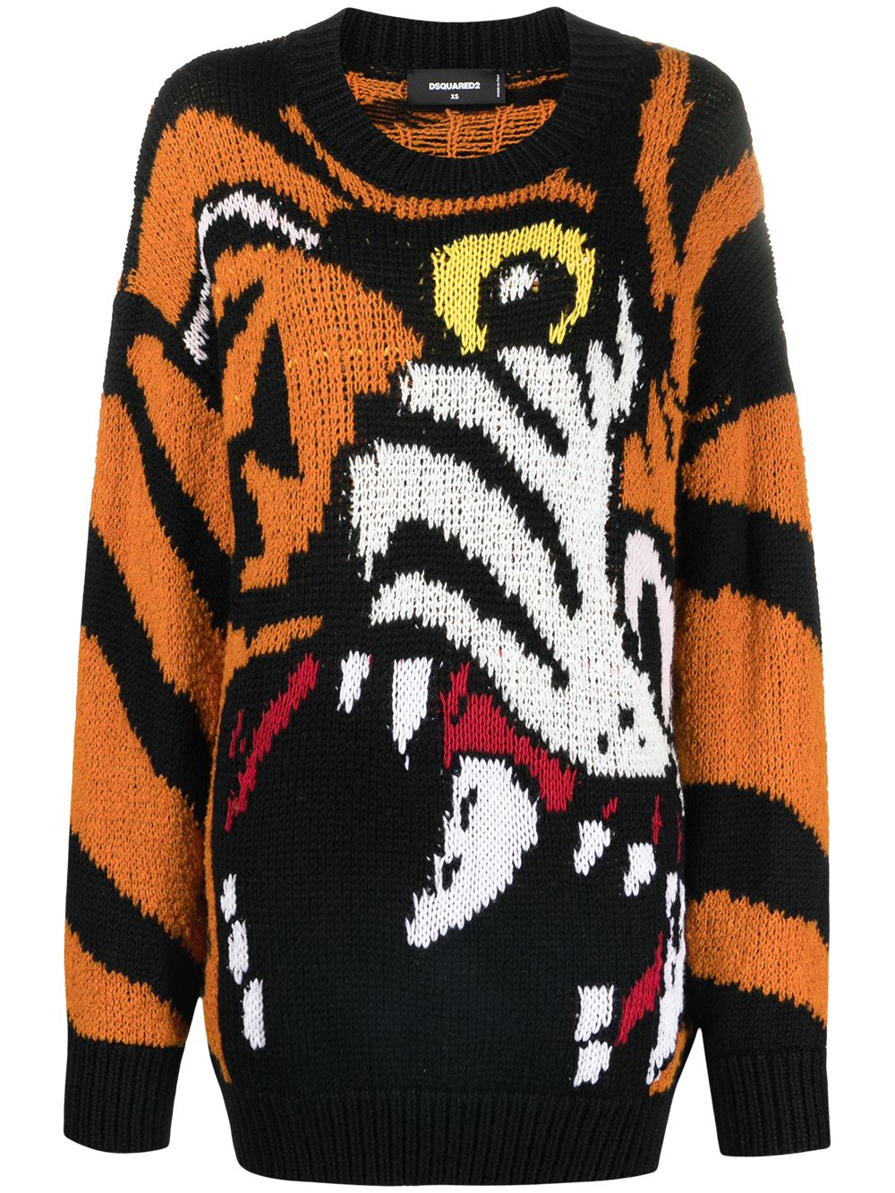 DSQUARED2 D2次方 老虎嵌花毛衣 - 橘色