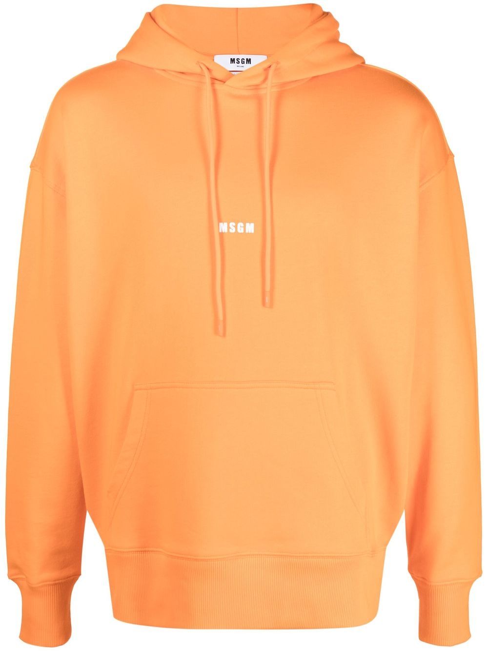 MSGM logo印花抽绳连帽衫 - 橘色