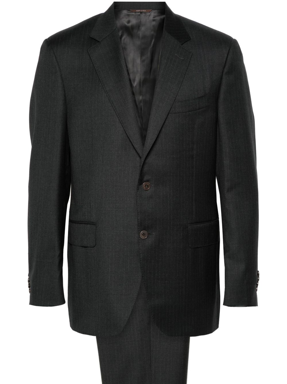Canali 细条纹单排扣西装套装 - 灰色