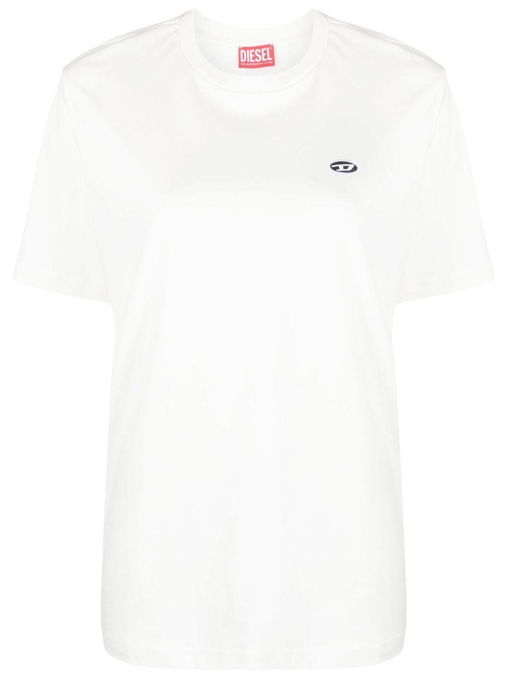Diesel logo刺绣棉T恤 - 白色