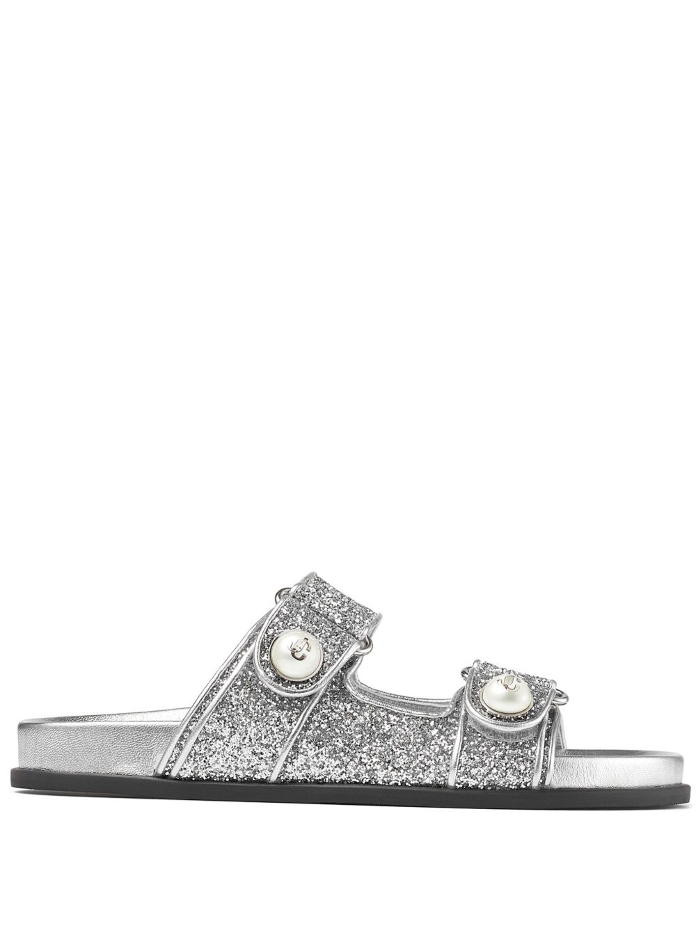 Jimmy Choo Fayence 亮片金葱皮质凉鞋 - 银色