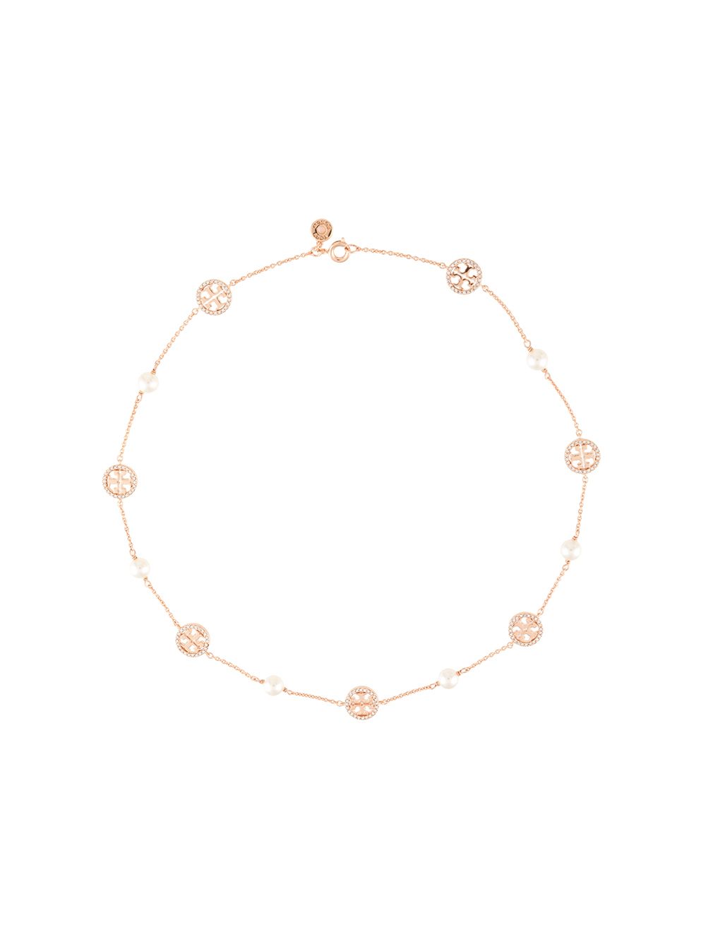Tory Burch logo晶饰月光石项链 - 金色