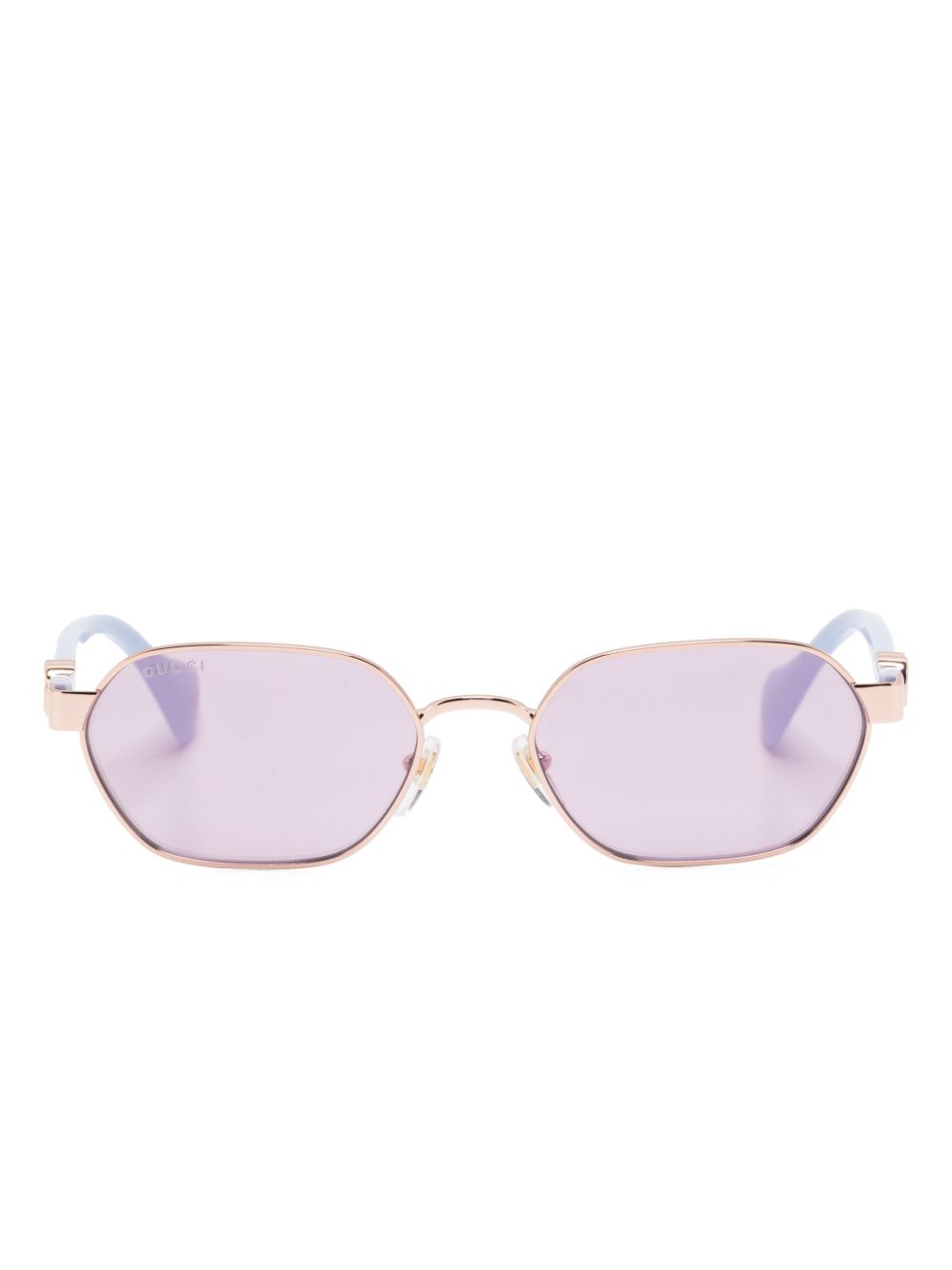 Gucci Eyewear Double-G 几何形镜框太阳眼镜 - 粉色