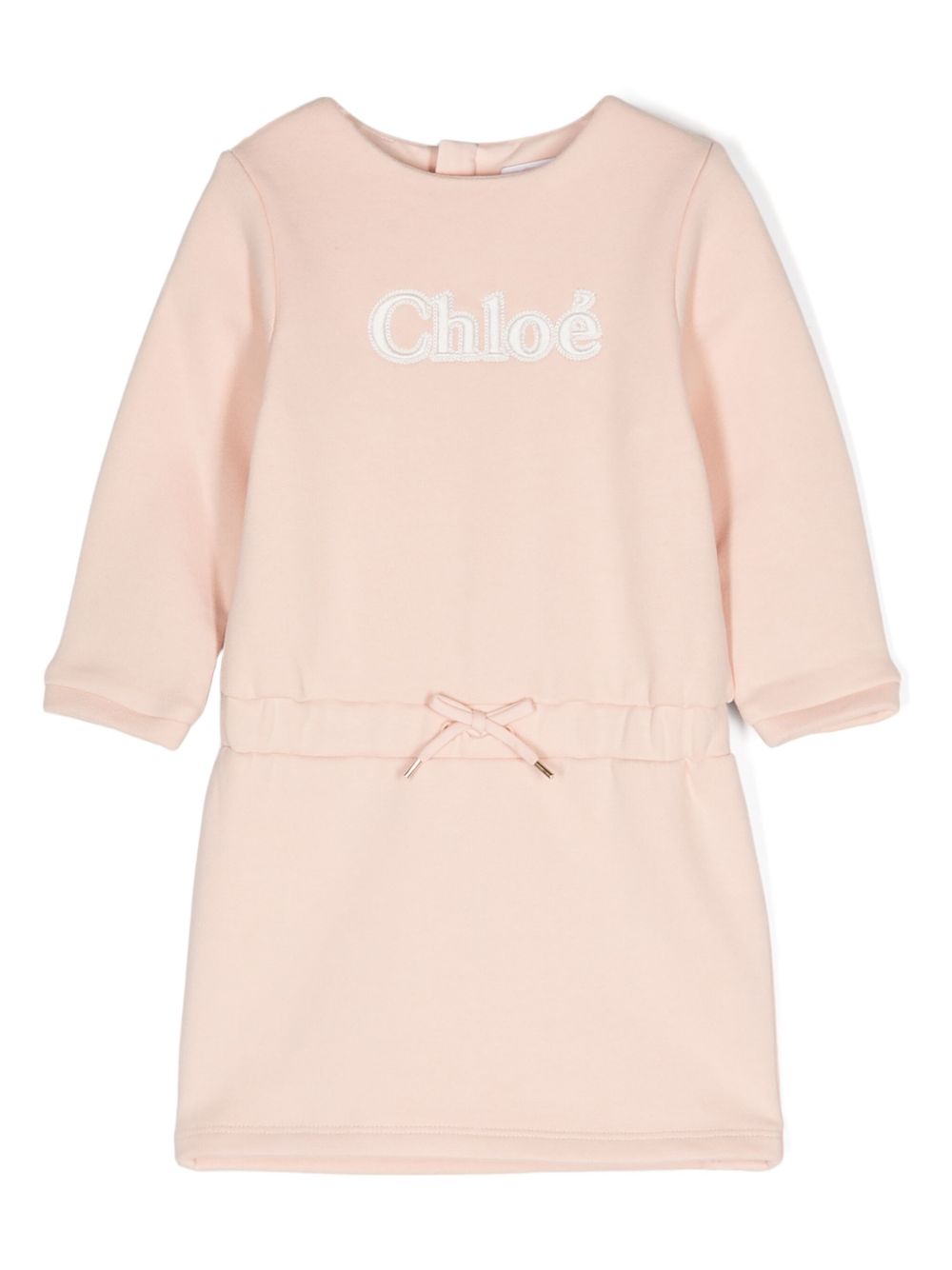 Chloé Kids logo刺绣卫衣式连衣裙 - 粉色