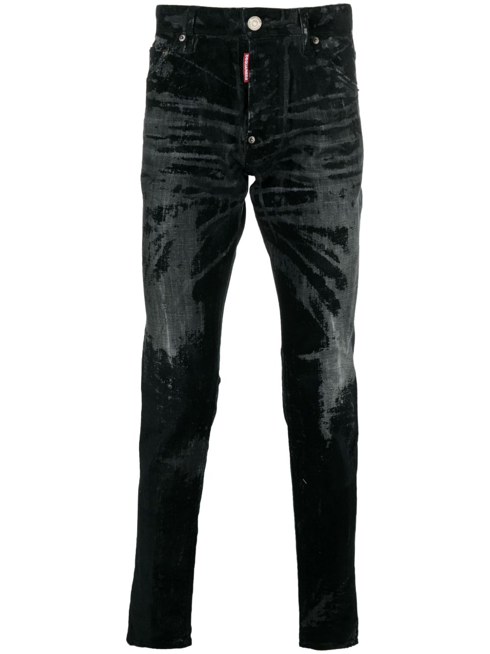 DSQUARED2 仿旧中腰紧身牛仔裤 - 黑色