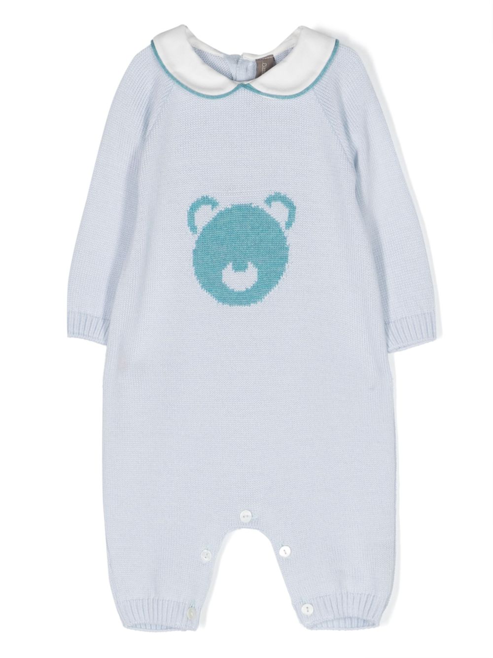 Little Bear 小熊图案初剪羊毛连体衣 - 蓝色