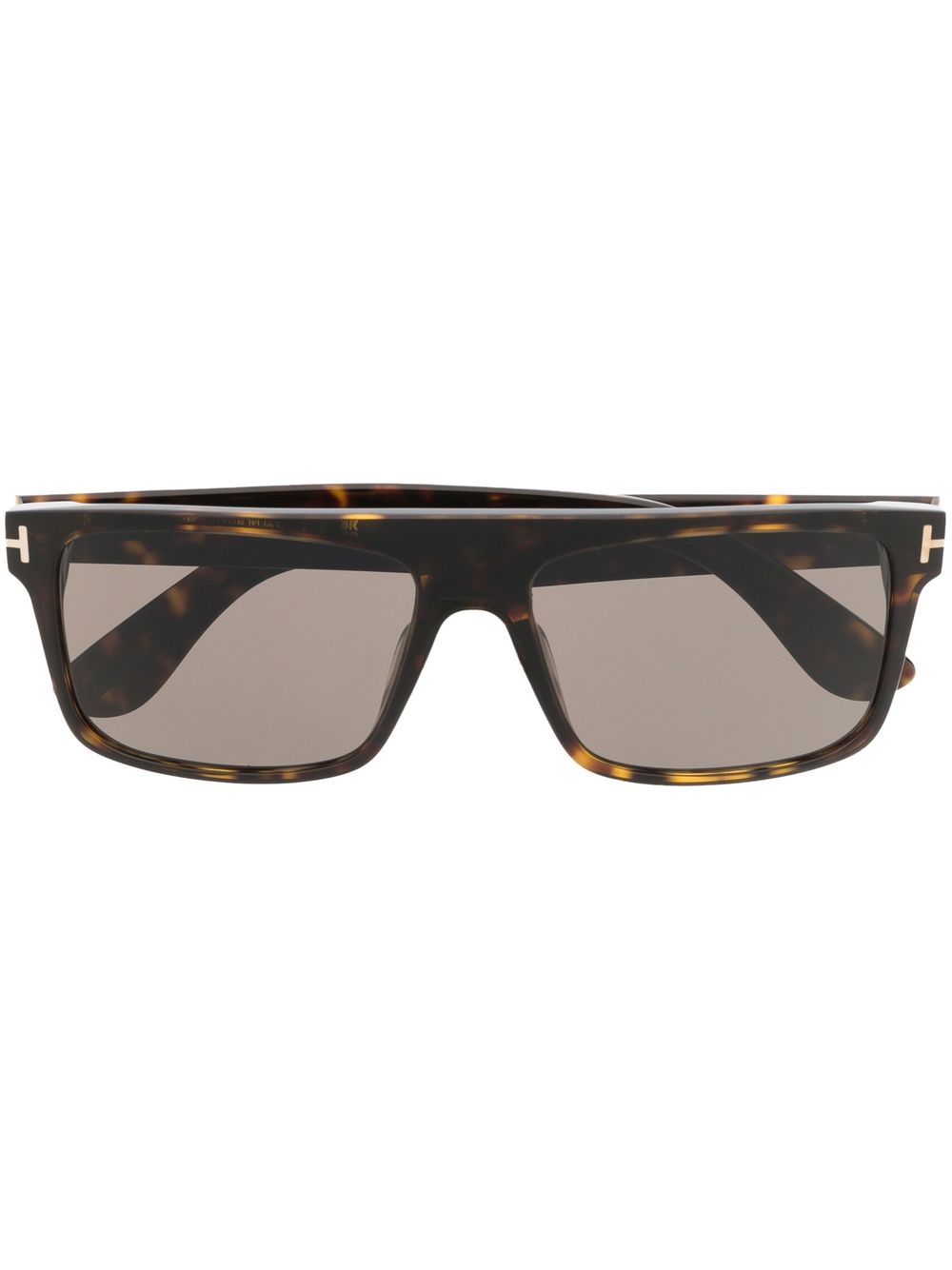 TOM FORD Eyewear 玳瑁纹方框太阳眼镜 - 褐色