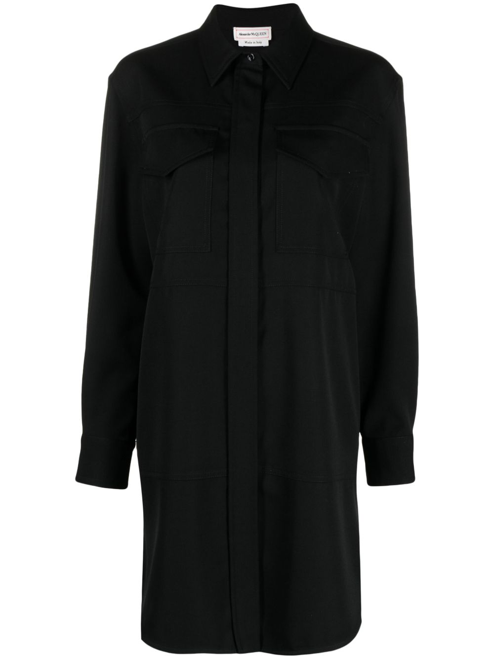 Alexander McQueen 羊毛衬衫式迷你连衣裙 - 黑色