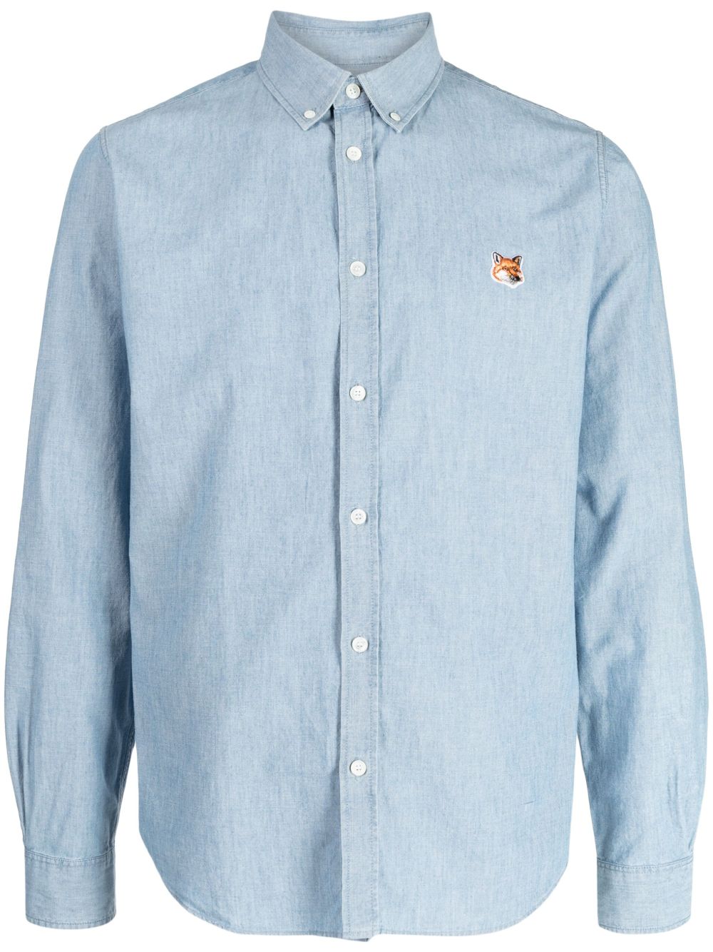 Maison Kitsuné 狐狸头贴花棉衬衫 - 蓝色