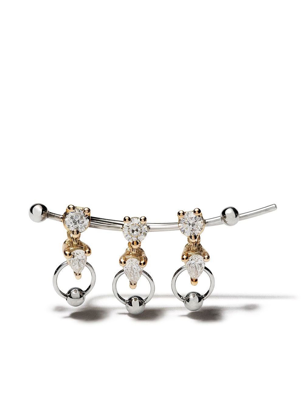 Delfina Delettrez Two In One 18k黄白金钻石耳钉 - 金色