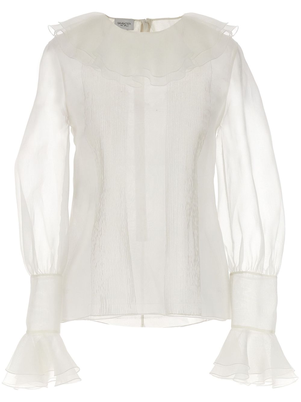 Giambattista Valli 荷叶边领罩衫 - 白色