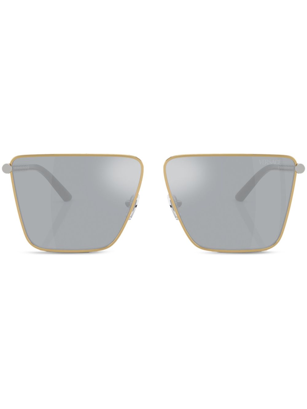 Versace Eyewear Tubular Greca 方框太阳眼镜 - 金色