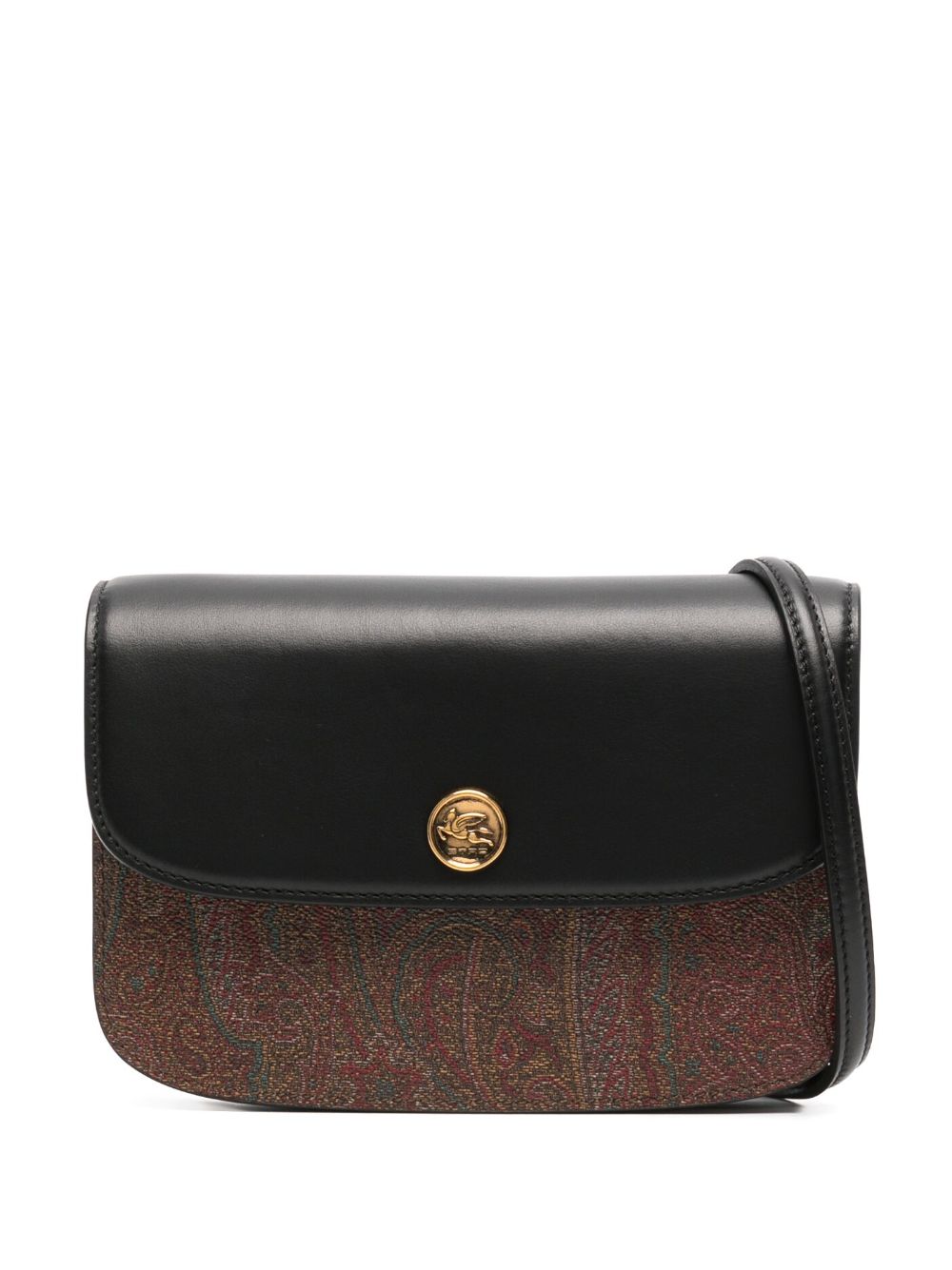 ETRO logo标牌佩斯理印花单肩包 - 黑色