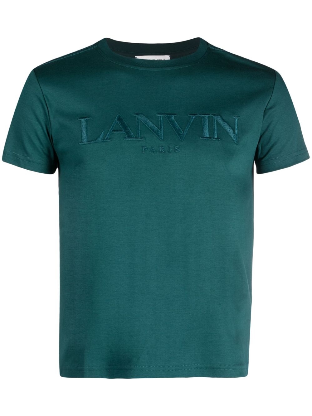 Lanvin logo刺绣棉T恤 - 绿色