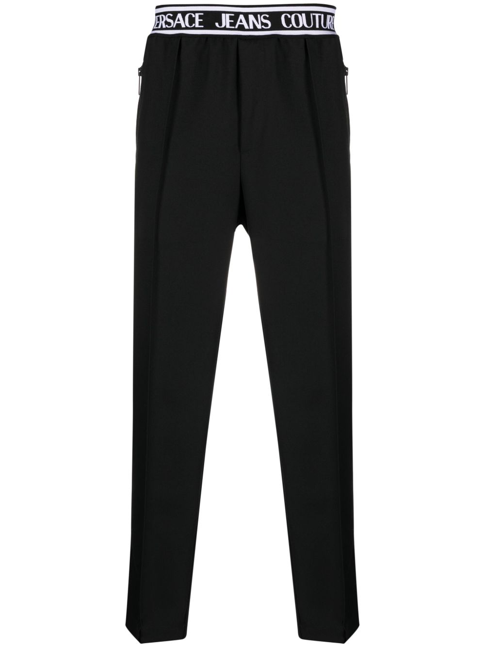 Versace Jeans Couture logo裤腰修身长裤 - 黑色