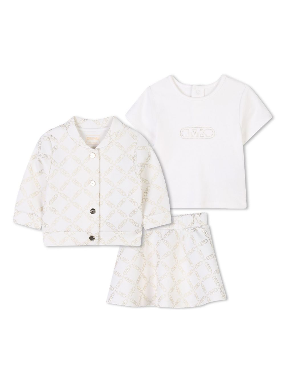 Michael Kors Kids 搭链印花三件式套装 - 白色