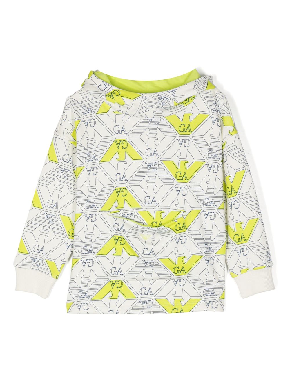 Emporio Armani Kids logo印花棉连帽衫 - 白色