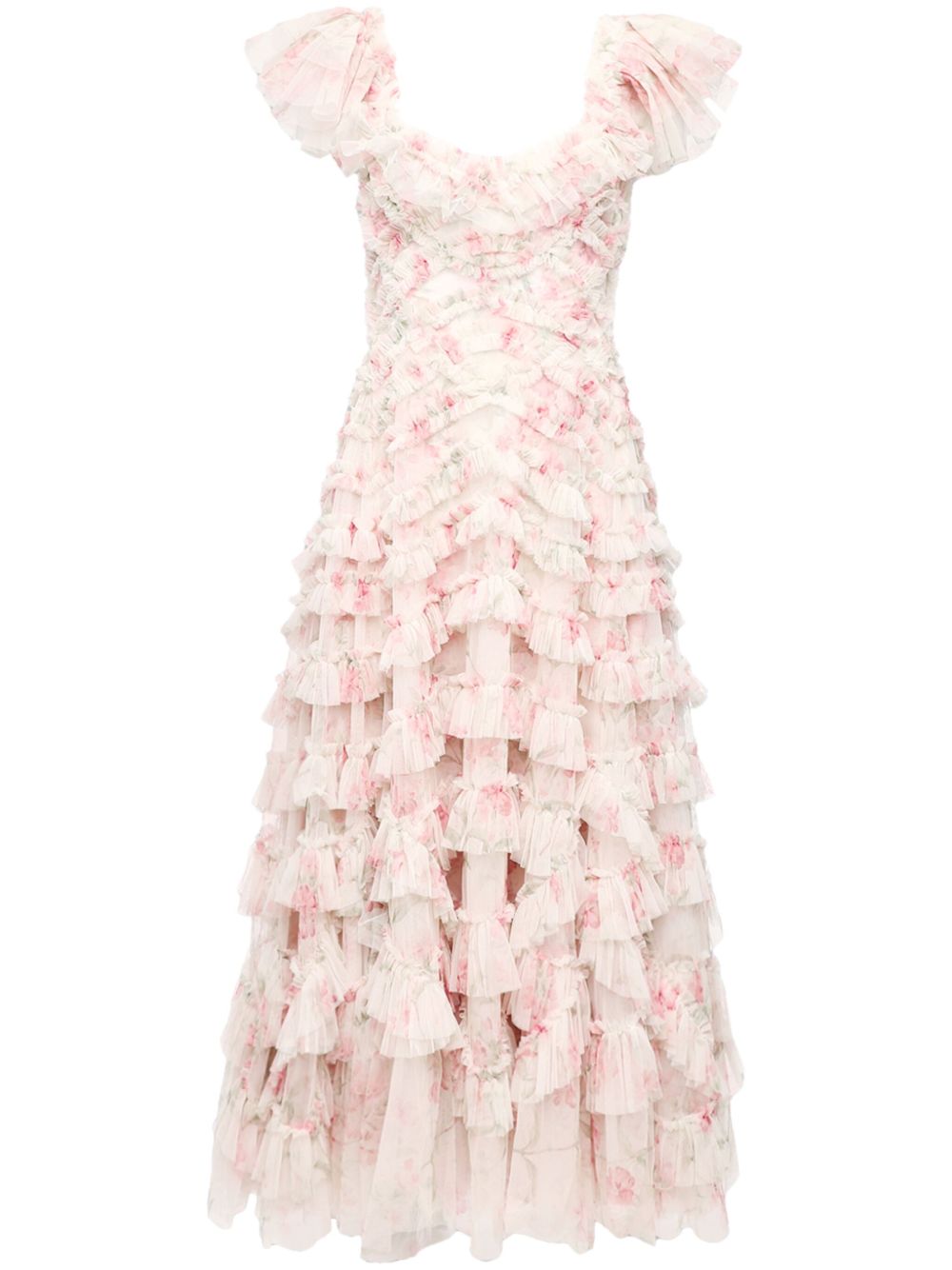 Needle & Thread Summer Posy Lola Backless 中长连衣裙 - 中性色