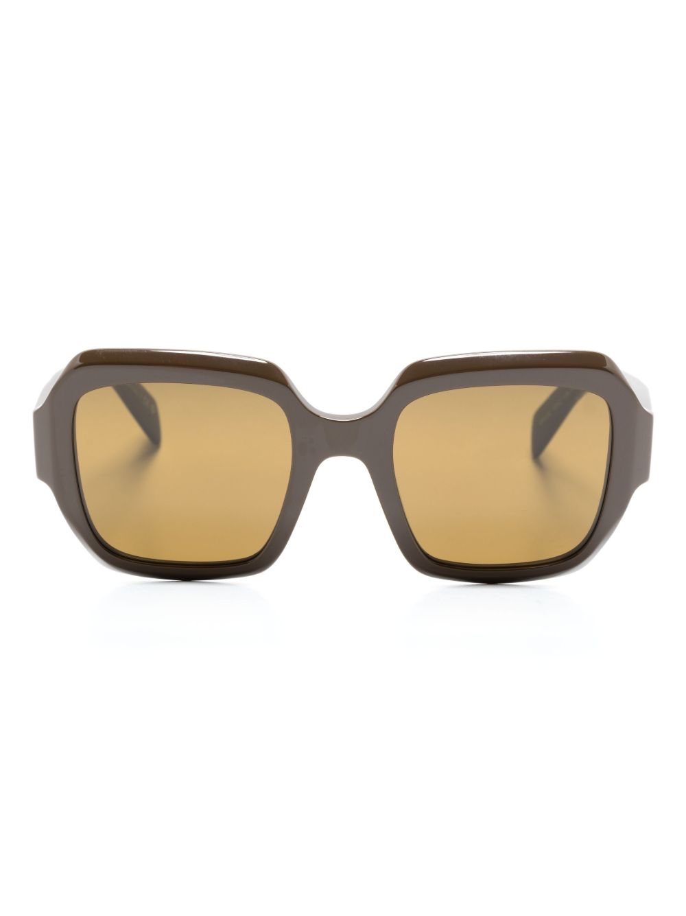 Prada Eyewear 超大几何框太阳眼镜 - 褐色