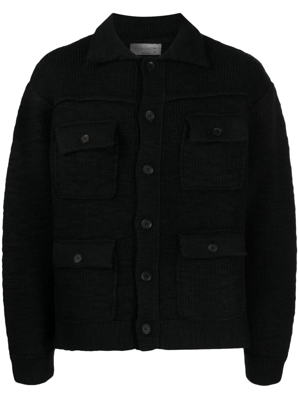 Yohji Yamamoto 粗针织搭扣开衫 - 黑色