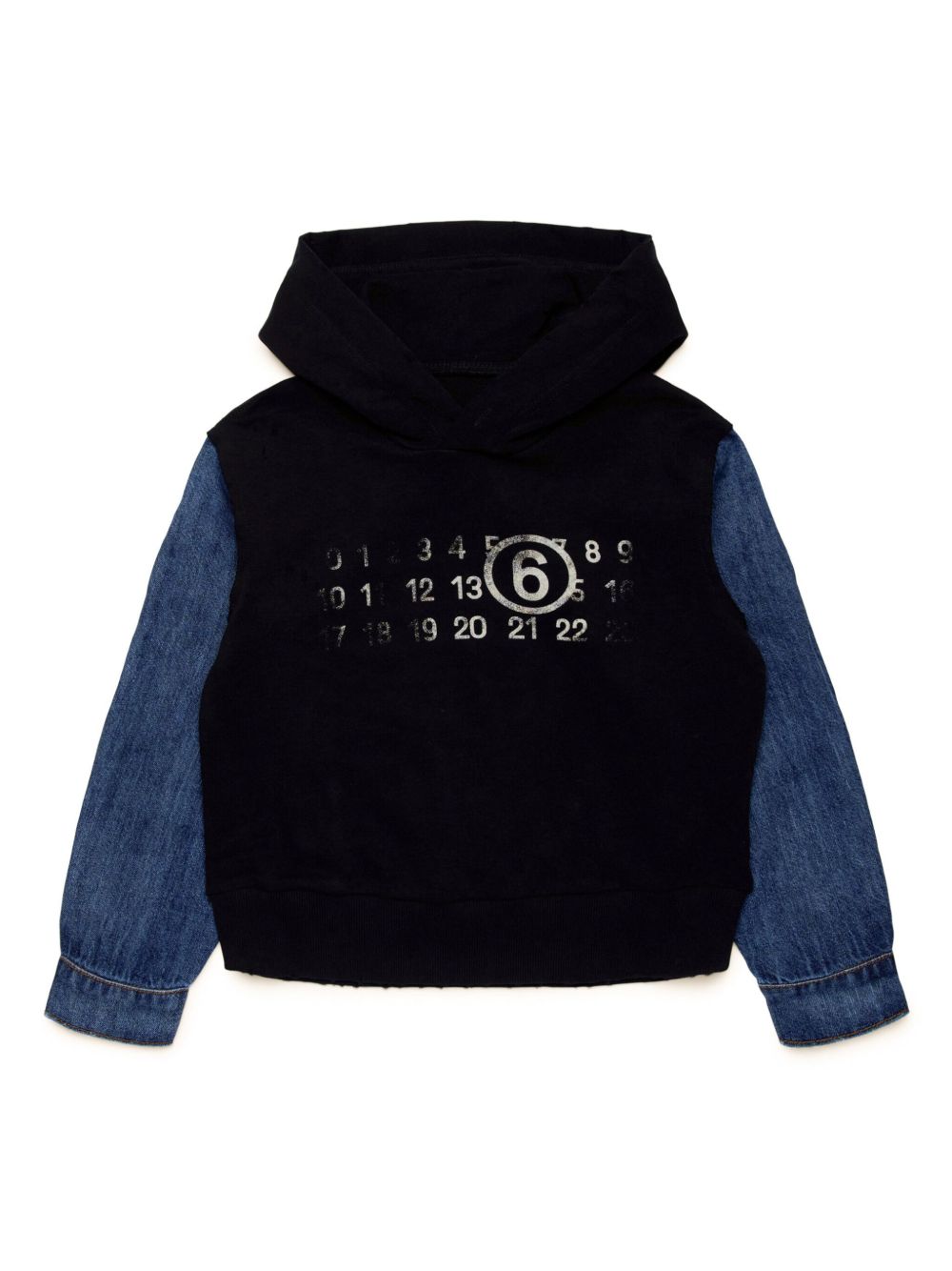 MM6 Maison Margiela Kids logo印花棉连帽衫 - 蓝色