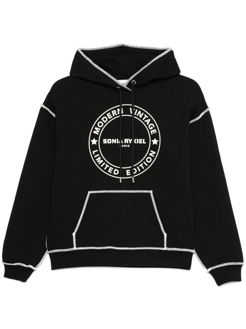Sonia Rykiel logo印花连帽衫 - 黑色